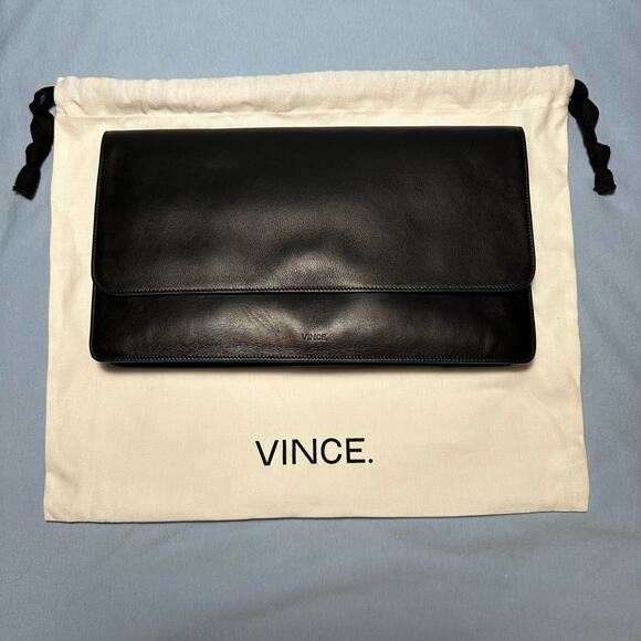 VINCE. black and white leather cutout clutch purse - Picture 3 of 12
